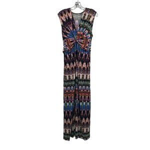 Eliza J Womens Colorful Print Maxi Dress V-Neck Size 10